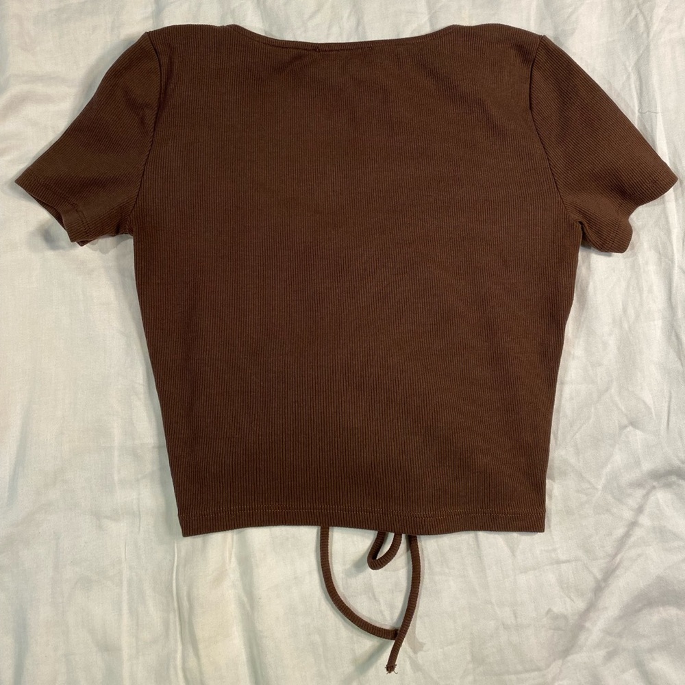 Women’s Zara brown Cinched tie crop top - Picture 3 of 5